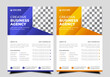 © Mohammad - modern abstract business flyer design template with blue and yellow color. creative trendy A4 size flyer design with minimalist layout. Corporate professional  marketing   announcement  flier