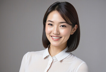 Confident Asian Businesswoman Smiling in Studio Portrait