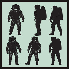 Wall Mural - Astronaut Silhouette set vector
