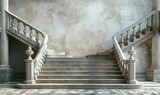 Two way baroque stairs mockup with copy space