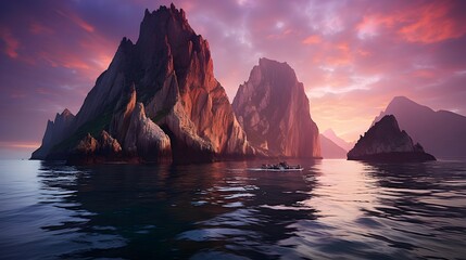 Wall Mural - Beautiful seascape panorama of the islands in the sea at sunset