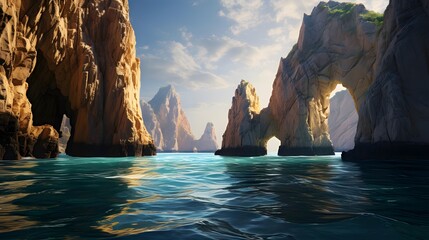 Wall Mural - Beautiful seascape. Composition of nature. 3d rendering