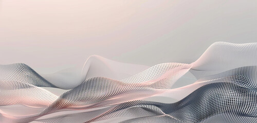 Poster - Subtle and elegant gray and blush pink abstract dot wave.