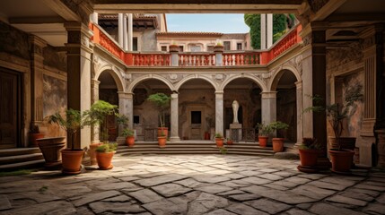 Roman atrium house central courtyard impluvium surrounding chambers