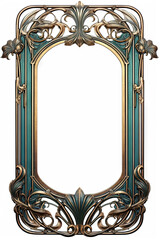 Poster - Golden art deco frame with ornament. Retro golden art deco or art nouveau frame in roaring 20s style.