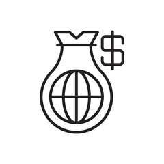 Wall Mural - Global Investment Icon - Money Bag Icon