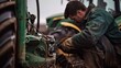 © BMMP Studio - Mobile welder repairing agricultural machinery in the field, focusing on technique and tools.