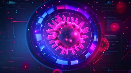 Fototapete - A computer screen showcasing a prominent corona symbol, A visual guide to antivirus software functionality
