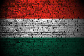 Wall Mural - hungary flag on brick wall