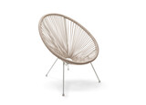Fototapeta Młodzieżowe - A modern designed minimalism style chair ,Metal chair lined in beige rattan isolated on white, including clipping path