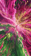 A vibrant eruption of magenta and lime waves, soaring with explosive energy, akin to a brilliant fireworks display.