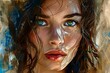 captivating portrait of a beautiful woman with striking features digital painting