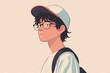 © furyon - cool anime guy famous for skateboarding trendy character portrait illustration