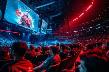 group of people sitting in a room, focused on watching a video game with enthusiasm and interest