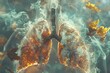 human lungs saturated with pollution and tobacco smoke conceptual 3d illustration