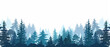 Silhouette of coniferous forest in fog. Vector illustration.