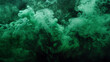 Intense, dark green smoke billowing out against a black backdrop, suggesting the mysterious depths of a dense forest.