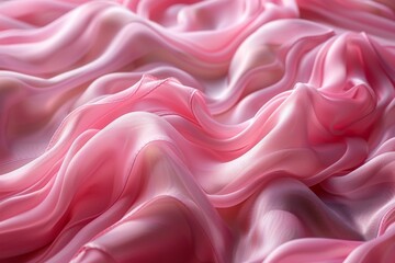 Poster - This image captures the soothing waves and curves of pink satin material with a silky, soft appearance perfect for backgrounds