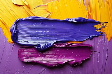 Poster - Featuring a stark contrast of blue and purple, the image showcases thick oil paint strokes with drips and a shiny texture