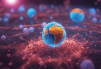 Coronavirus pandemia concept planet hologram