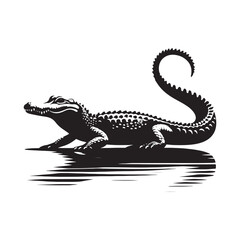 Versatile alligator silhouette for various uses - reptile silhouette
