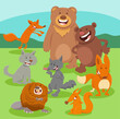 cartoon happy wild animal characters group