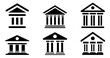 Bank building icons set. Black bank building in flat graphic design. Government building. Vector illustration