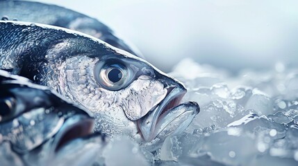 Wall Mural -   A fish with ice forming at its head in a body of water