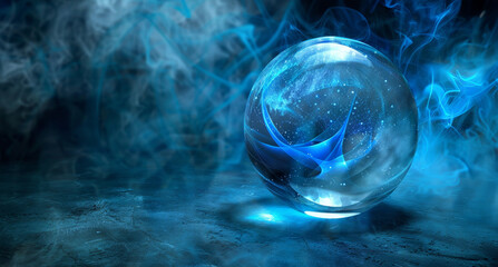 Wall Mural - a blue sphere with a blue background by ai generated image