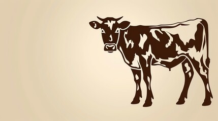 Wall Mural -   A cow in black and white stands atop a white wall Adjacent is a light brown wall against a lighter backdrop