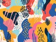 © Lisicus - Abstract trendy exotic floral jungle pattern. Collage contemporary pattern.  design for wall decor, wallpaper, poster, card, mural, carpet, hanging, print