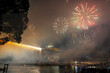 colorful beautiful fireworks over douro river in porto portugal on sao joao festival