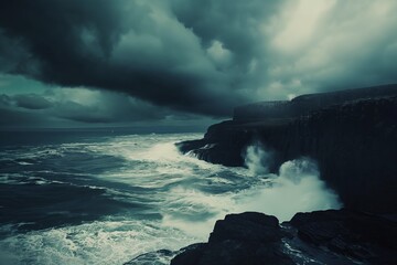 Wall Mural - stormy sea, with dark clouds