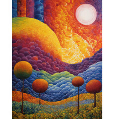 Canvas Print - landscape with sun