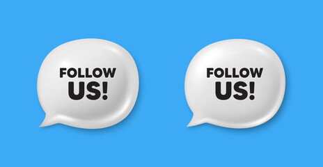 Poster - follow us tag. chat speech bubble 3d icons. special offer sign. super offer symbol. follow us chat o