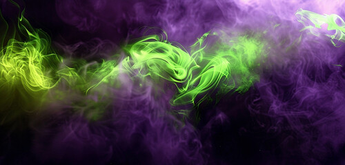 Sticker - Engaging and mysterious, dark purple smoke with lime neon accents for a vibrant event.