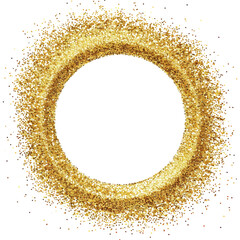 Golden shiny Circular frame with bright sparkles, transparent background (4).png