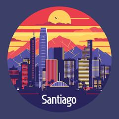 Santiago skyline in flat style. Vector illustration of Santiago, Chile.