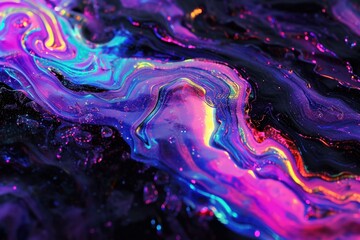 Poster - Ethereal Abstract fluid holographic. Abstract neon. Generate Ai