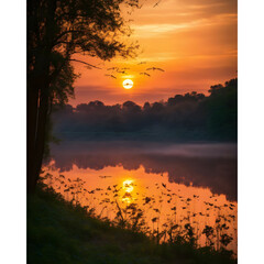 Poster - sunset in the mountains