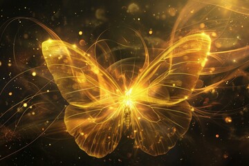 Sticker - Celestial Abstract golden butterfly. Fashion decoration. Generate Ai