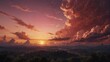 Compose an image of the universe with a pink sky during sunset. Pay attention to the ultra-realistic details of the pink hues blending into the darkening sky, the wispy clouds illuminate-Ai Generative