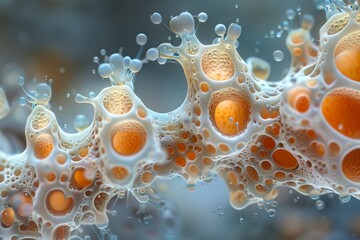 Poster - This image depicts a complex cellular structure with a focus on the vivid details, reminiscent of biological forms