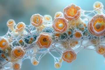Poster - The image captures stunning, honeycomb-like formations in varying shades of oranges intricately woven together