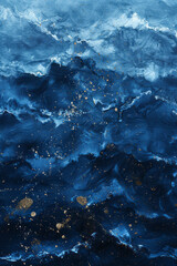 Poster - A serene watercolor wash of dark blue, with salt sprinkled on while wet to create a natural, random star-like effect,