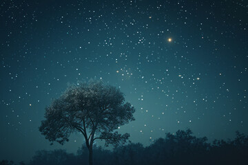 Poster - A minimalist night sky with a single bright point on a dark, muted background, focusing on the North Star,