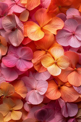 Wall Mural - A vibrant swirl of petals, flowing across the canvas in a wave of hot pinks and fiery oranges, evoking the feeling of a blooming garden in summer,