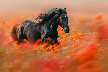 Aufkleber - A spirit horse galloping across a field of vibrant, ever-changing colors, representing freedom and spiritual journeying,