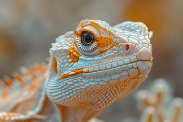 Poster - A reptile with a mirror-like skin surface that can reflect its surroundings for camouflage and to confuse predators by blinding them with sunlight,