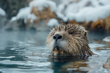 Poster - A mammal with a super-hydrophobic coat that allows it to swim in boiling hot springs without getting wet or overheated,